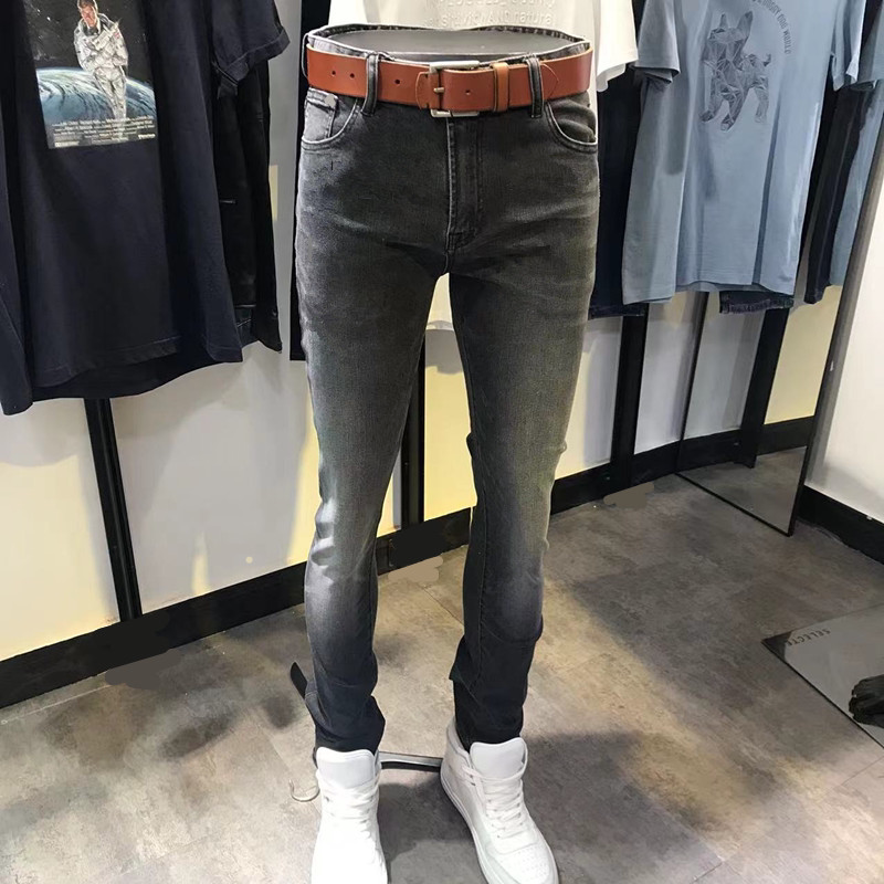 jackjones杰克琼斯冬季厚款灰色修身牛仔裤小脚裤弹力舒适男裤