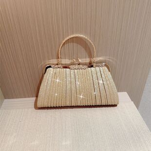 女包高端大气上档次时尚新款手提包单肩褶皱斜挎包晚宴礼服婚礼名