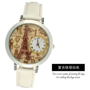 女士初高中学生手表新款网红软陶铁塔女士仿真手表 皮带韩版少女