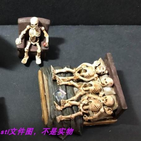 骨架骷髅人头骨床沙发家具万圣节三维立体圆雕stl文件3D打印模型