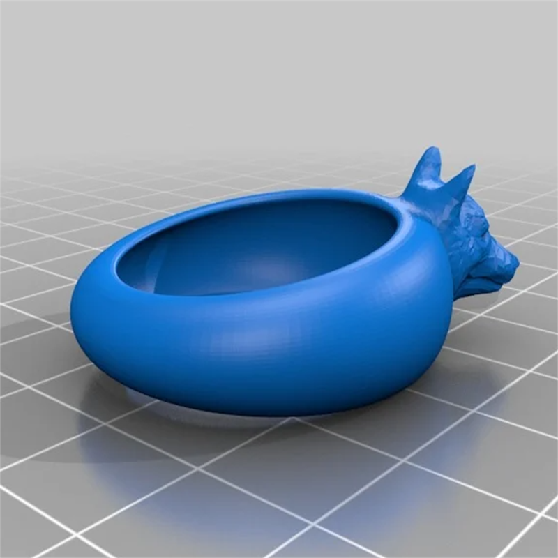 狼戒指饰品刻面几何镯环三维立体圆雕stl文件雕刻3D打印模型素材