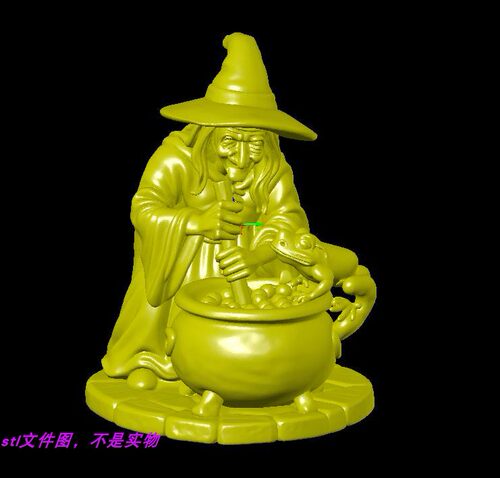 万圣节女巫师魔法药水青蛙鼎三维立体普通stl文件3D打印模型素材