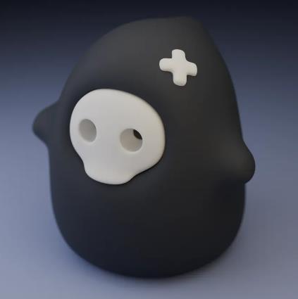 死神卡通可爱头骨骷髅人机雕三维立体圆雕stl文件雕刻3D打印模型