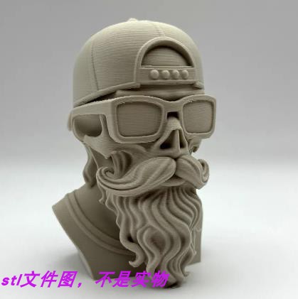 帽子朋克摇滚嘻哈头骨骷髅人物形象三维立体stl文件图3D模型素材