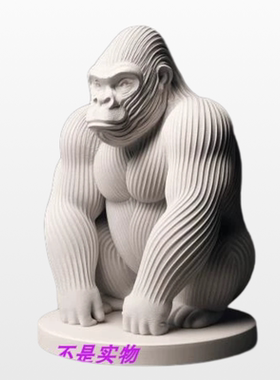 猩猩猿猴人猿猴子打坐动物圆雕图三维立体stl文件雕刻3D模型素材