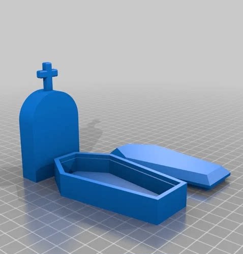 十字架墓碑棺材万圣节恐怖3图三维立体圆雕stl文件雕刻3D打印模型