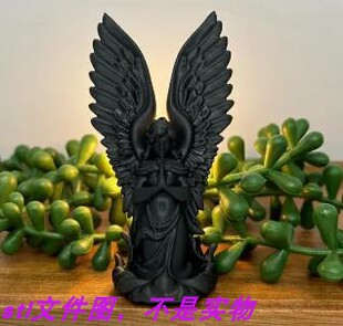 天使女孩爱心祈祷人物吊坠装饰三维立体stl文件图3D打印模型素材