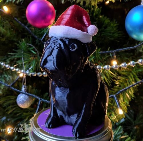 圣诞狗圣诞节装饰动物三维机雕立体圆雕图stl文件雕刻3D打印模型