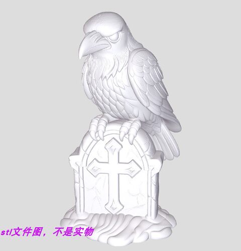 鸟乌鸦十字架墓碑石碑万圣节棺材恐怖三维立体stl文件3d打印模型