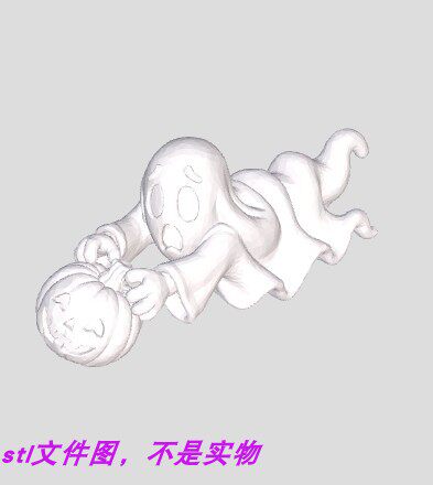 万圣节幽灵抱南瓜恐怖头骨万圣节扫描三维立体stl文件3D打印模型