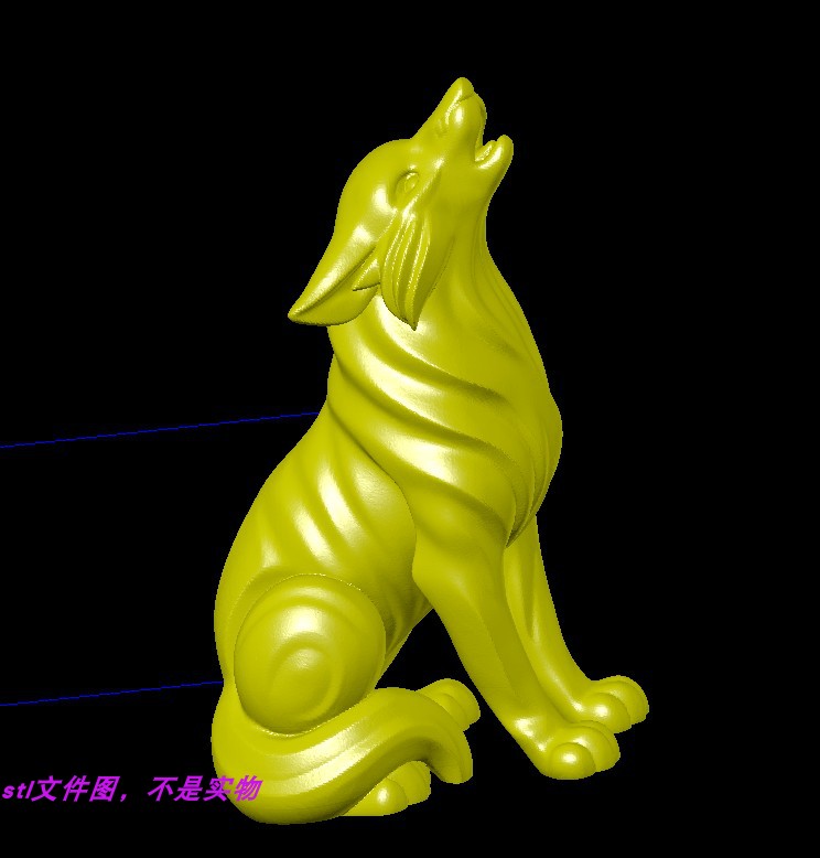 啸天狼朝天狼动物宠物扫描图三维立体stl文件雕刻3D打印模型素材图片