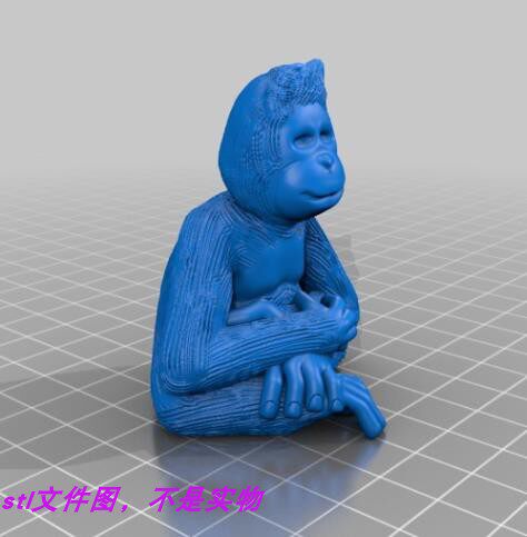 猩猩猿猴人猿猴子打坐动物圆雕图三维立体stl文件雕刻3D模型素材