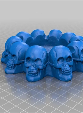 头骨骷髅烟灰缸笔托人物三维立体圆雕stl文件雕刻3D打印模型素材
