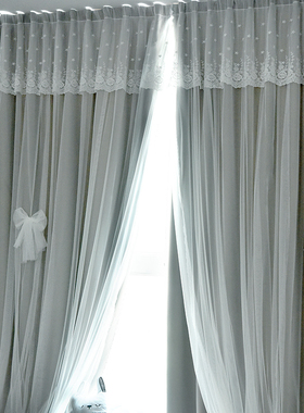 飘窗魔术贴窗帘U型全遮光卧室ins风定制灰色自粘式窗帘免打孔安装