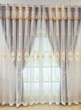 高端主卧粉色窗纱窗帘一体全遮光卧室客厅欧式高级感遮光2025新款