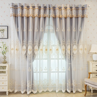 高端主卧粉色窗纱窗帘一体全遮光卧室客厅欧式高级感遮光2026新款