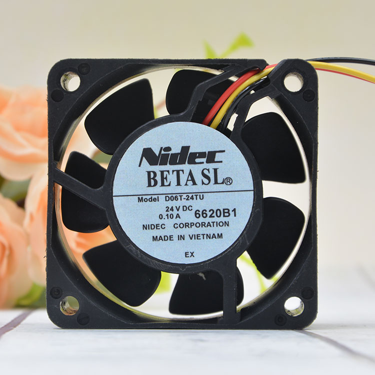 NIDEC 6CM 24v 0.10A 6025 D06T-24TU 变频器 大风量滚珠冷却风扇