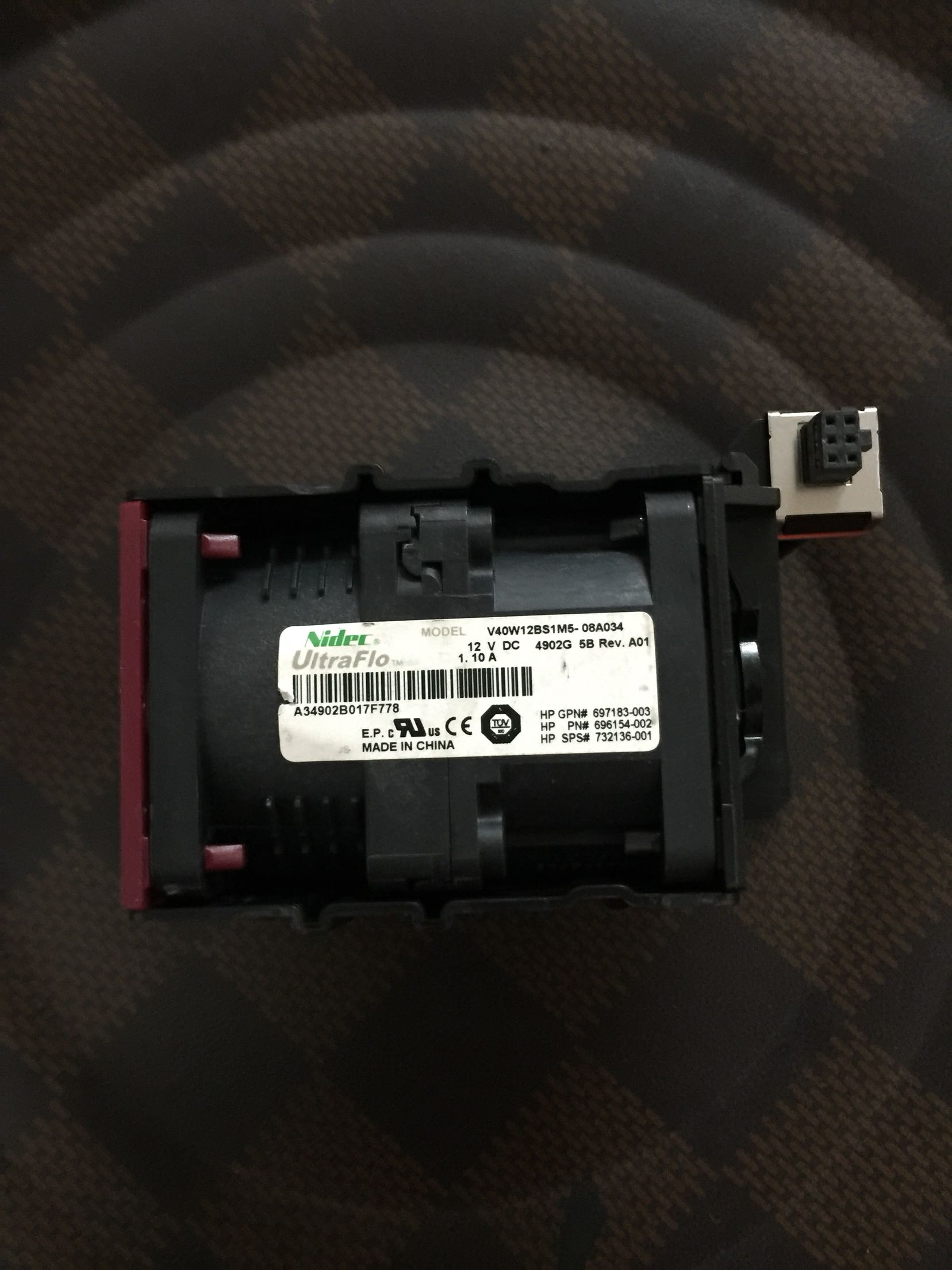 NIDEC V40W12BS1M5-08A034 12V 4056 HP服务器风扇 697183-003