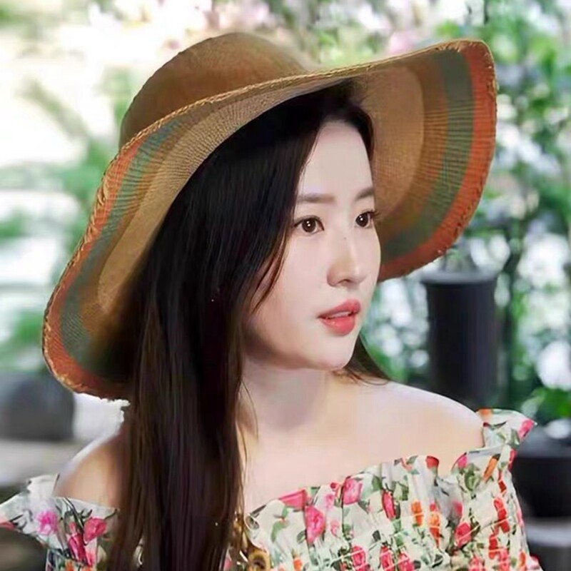 刘亦菲同款夏季草帽海边沙滩帽遮阳女防晒显脸小紫外线大檐草编帽