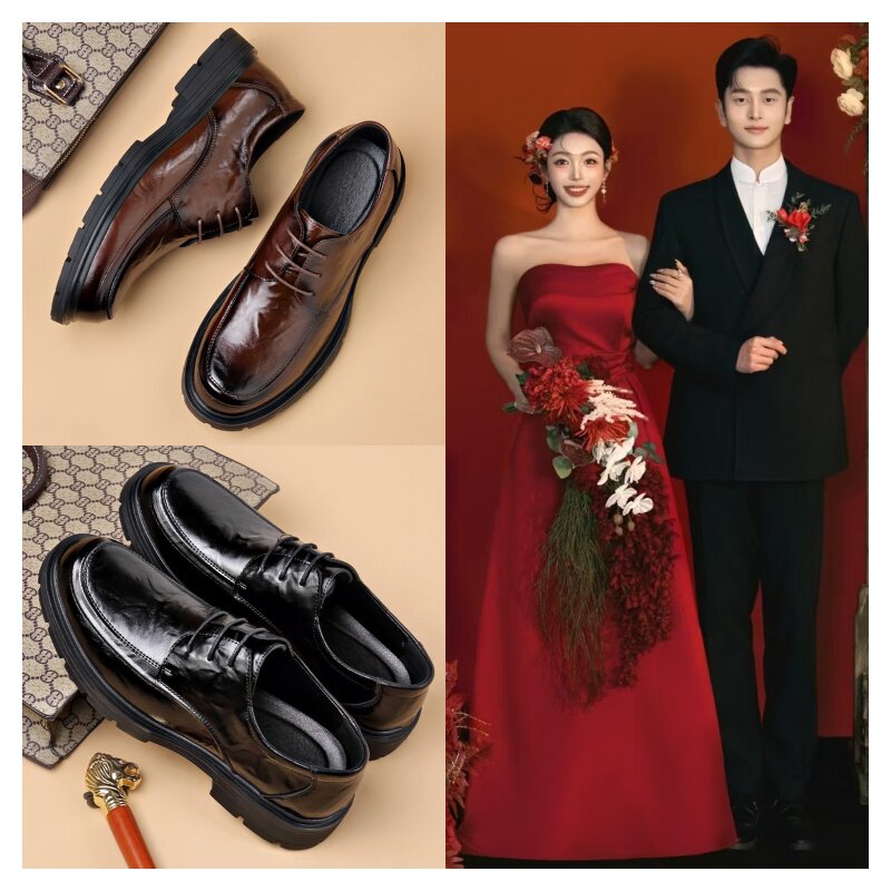 新郎结婚订婚配秀禾服时尚皮鞋潮
