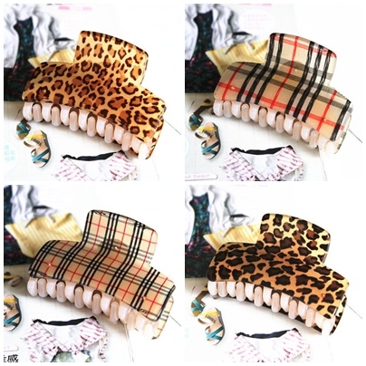 豹纹方格子碎花大抓夹盘发夹发夹