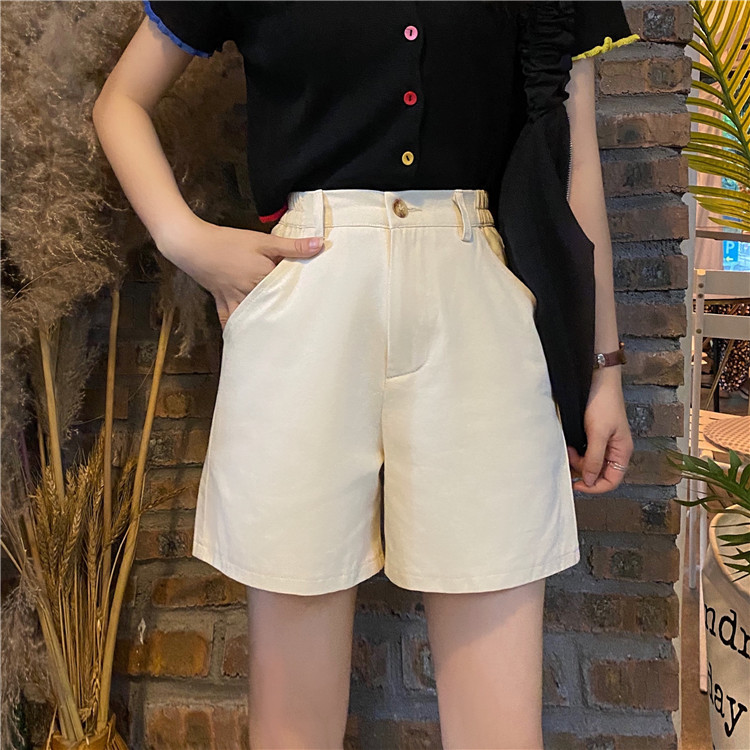 Real shot real price tooling shorts women's pants loose BF show thin and versatile straight tube wide leg pants high waist casual hot pants