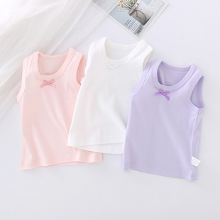 3件装外贸婴儿中大女童宝宝无袖背心夏季薄款针织全纯棉吊带T恤