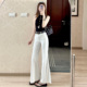 高腰宽松显瘦休闲弹力不贴腿喇叭裤 新款 女2025秋季 白色微喇牛仔裤