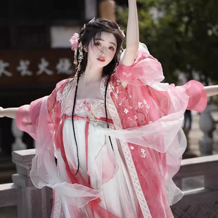 原创汉服女桃花神重工刺绣齐胸襦裙诃子裙大袖衫超仙古装春夏