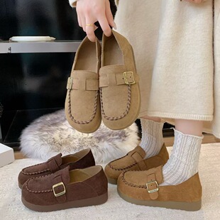 舒适软底绒面休闲平底百搭单鞋 D026 勃肯鞋 复古一脚蹬女2026春新款