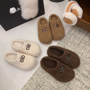 卡皮巴拉厚底毛毛鞋 懒人一脚蹬保暖加绒包头拖6608 2025秋冬棉鞋