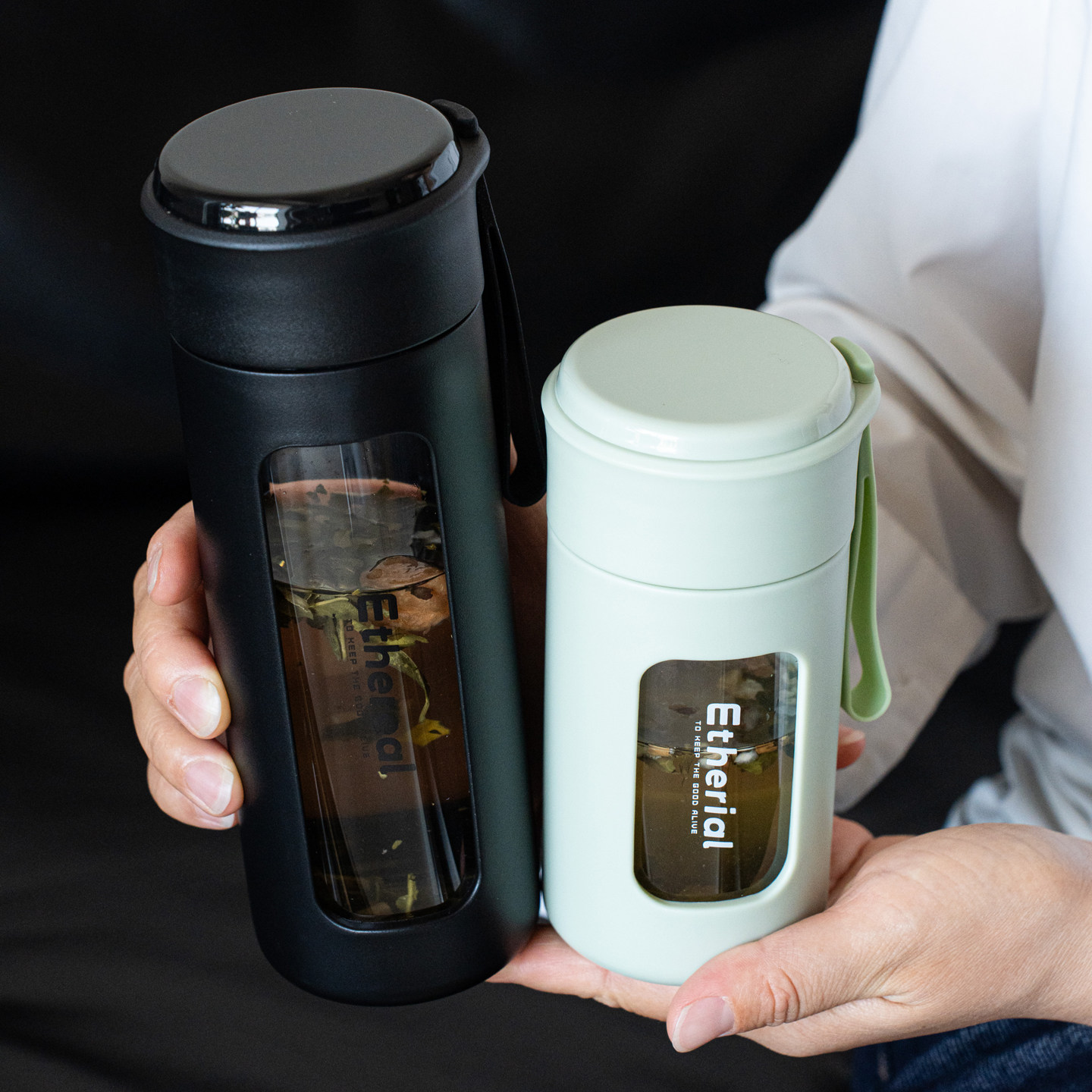 双层隔热玻璃水杯便携女小巧耐高温大容量泡茶杯高颜值办公杯简约