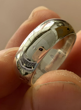 足银999光面戒指弧面泥鳅背指环情侣款手工现做支持定制免费刻字