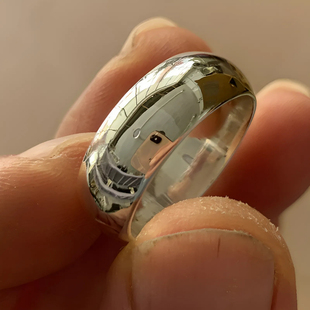 足银999光面戒指弧面泥鳅背指环情侣款手工现做支持定制免费刻字