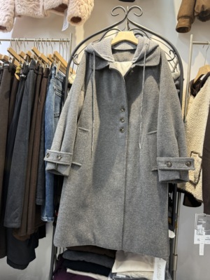 2025新款秋冬时尚双面羊绒大衣连帽中长款长款里含羽绒胆白鸭绒女