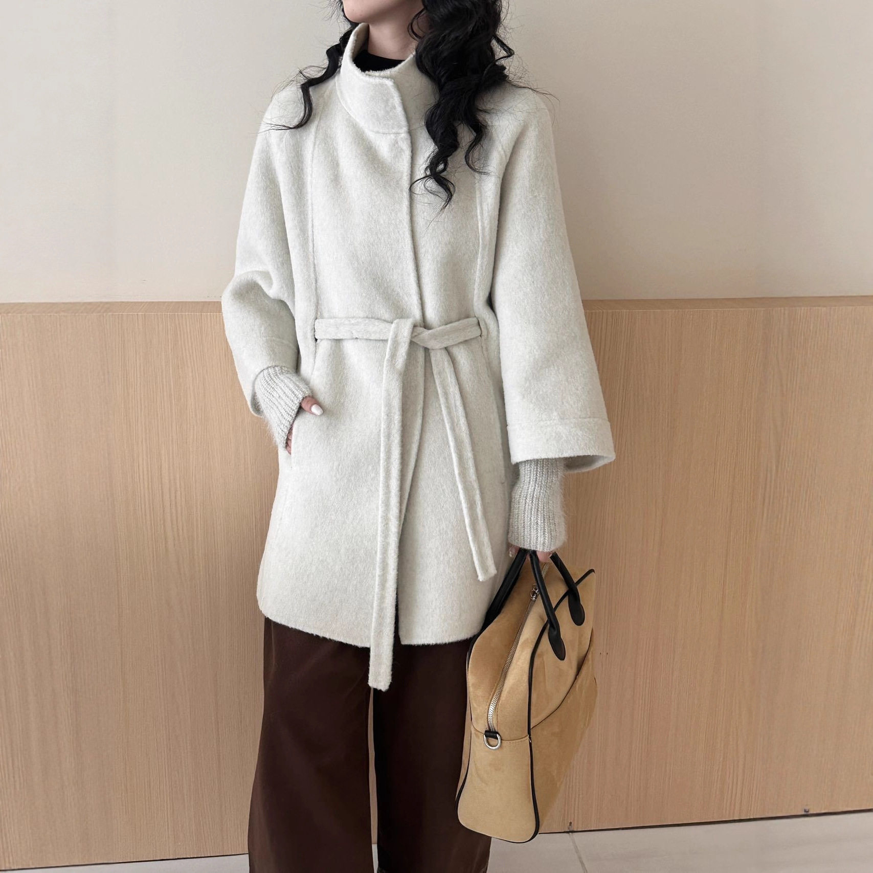 2025年秋冬新款双面羊绒大衣女小个子高领显瘦韩版宽松毛呢外套
