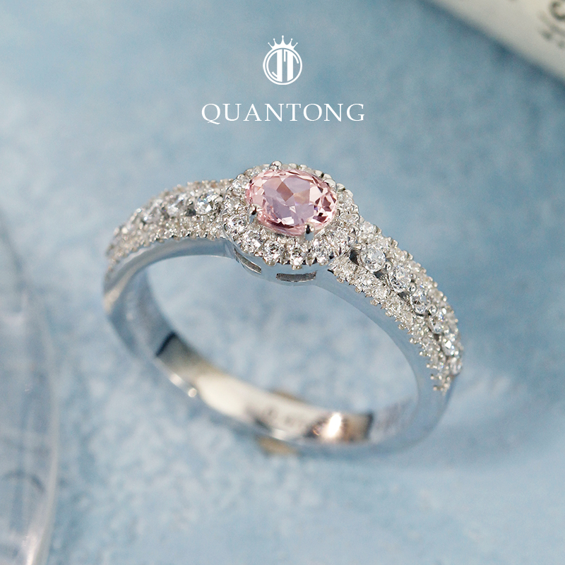 S925银培育椭圆摩根粉戒指