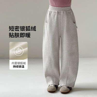 女童裤子冬季2025儿童180g银狐绒复古厚实加绒灯芯绒老爹裤萝卜