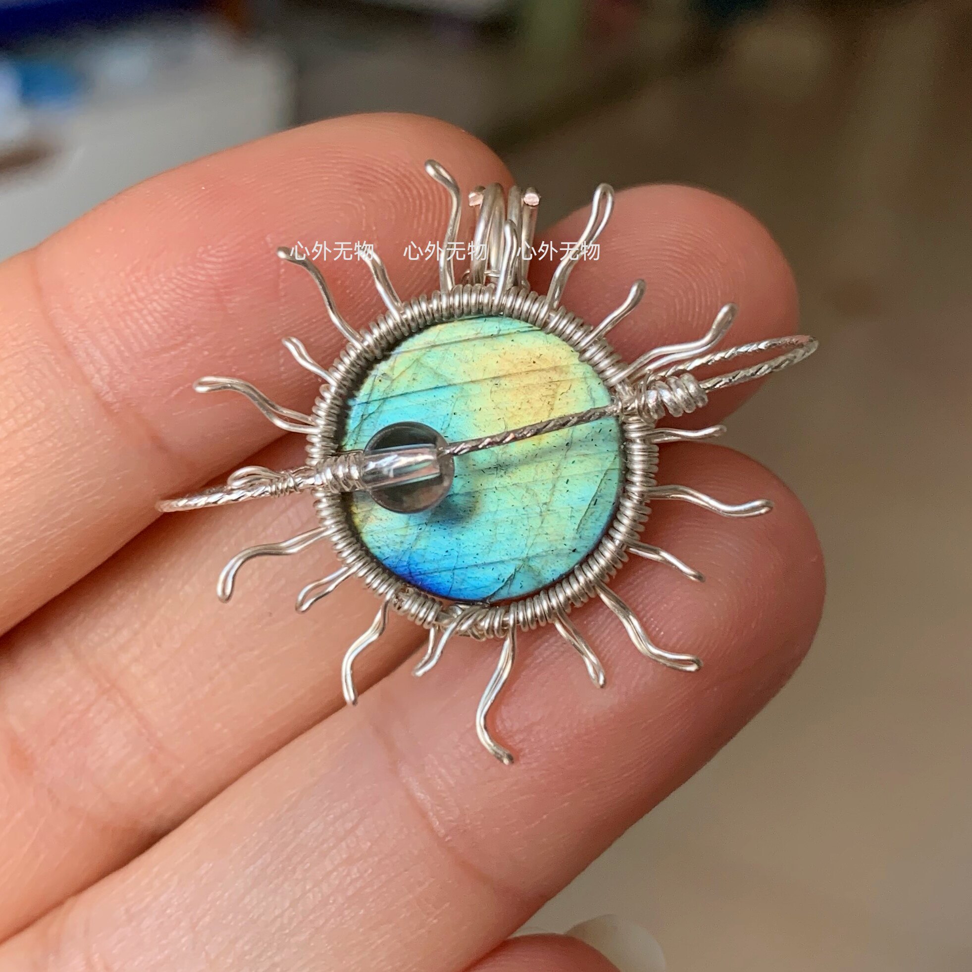 纯天然拉长石吊坠星轨项链手工绕线保色铜小众设计锁骨链送礼推荐