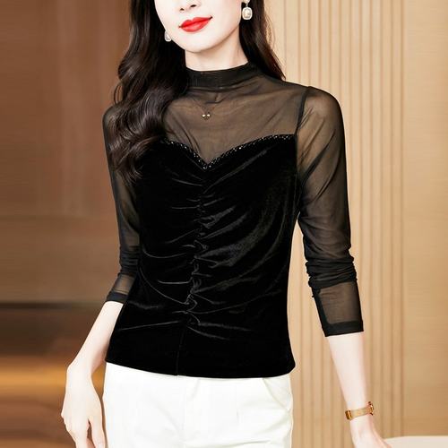 半高领蕾丝打底衫内搭