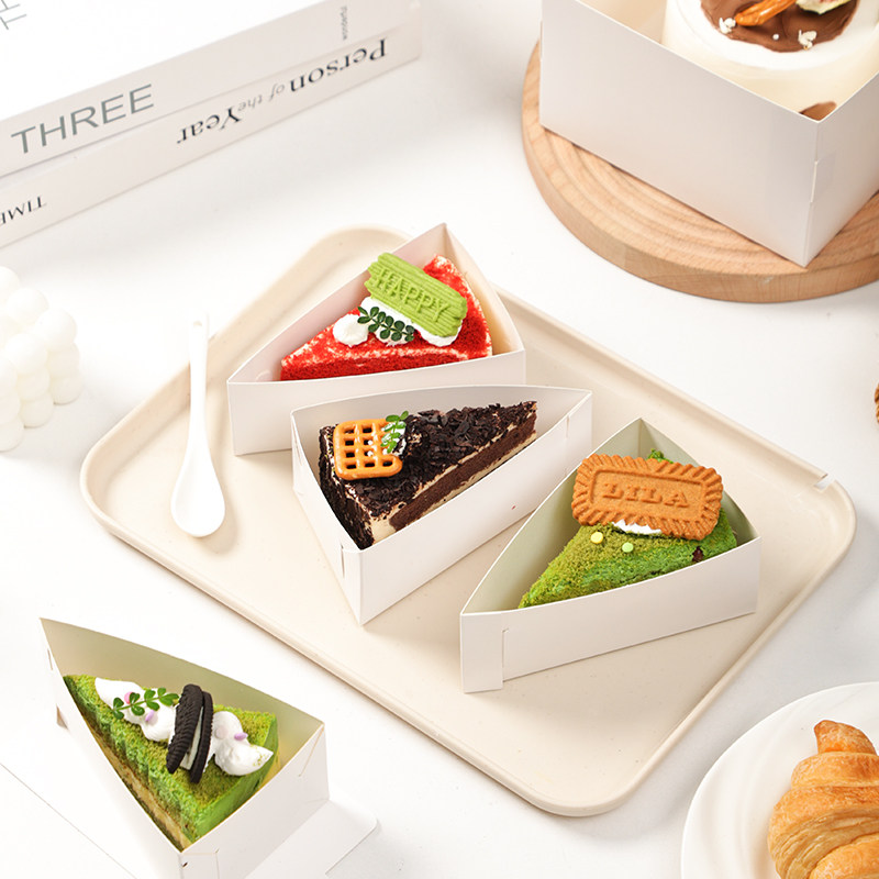 三角形切块蛋糕包装盒切件千层慕斯提拉米苏烘焙甜品分装盒子定制