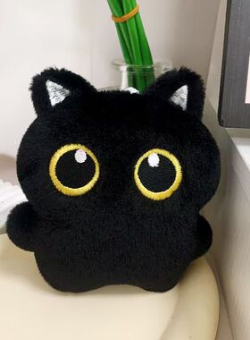 小红书同款戴围巾的小黑猫超萌毛绒小公仔挂件少女心玩偶生日礼物