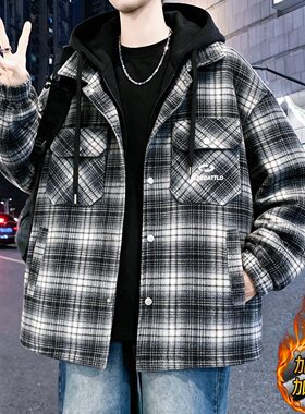 青少年加绒加厚外套男款秋冬季2026新款初高中学生帅气夹克棉衣服