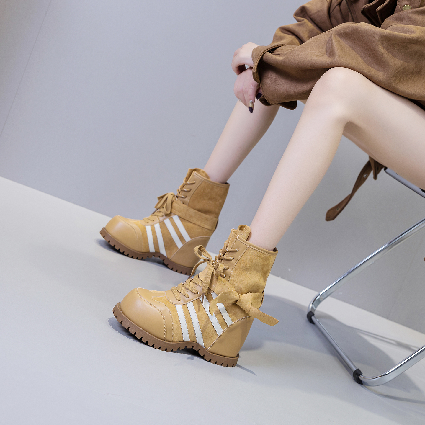 震地王短靴时尚小个子百搭拳击靴