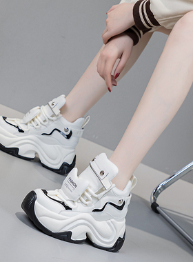 震地王厚底鞋女ins潮欧美2023秋季新款9cm内增高休闲老爹松糕单鞋