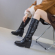 震地王个性 长筒靴女12CM甜美秋冬新款 内增高厚底高筒不过膝骑士靴