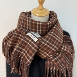 中性风韩版黑白格纹围巾女冬季加厚保暖仿羊绒格子围巾围脖情侣款