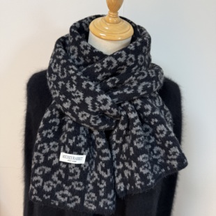 高品质chao火豹纹针织围巾女秋冬季保暖加厚百搭学生毛线围巾围脖