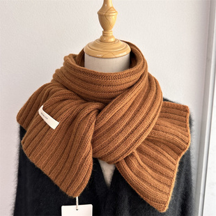 送礼佳品·高端澳洲羊毛兔绒琉璃蓝围巾女纯色针织羊毛围巾男围脖