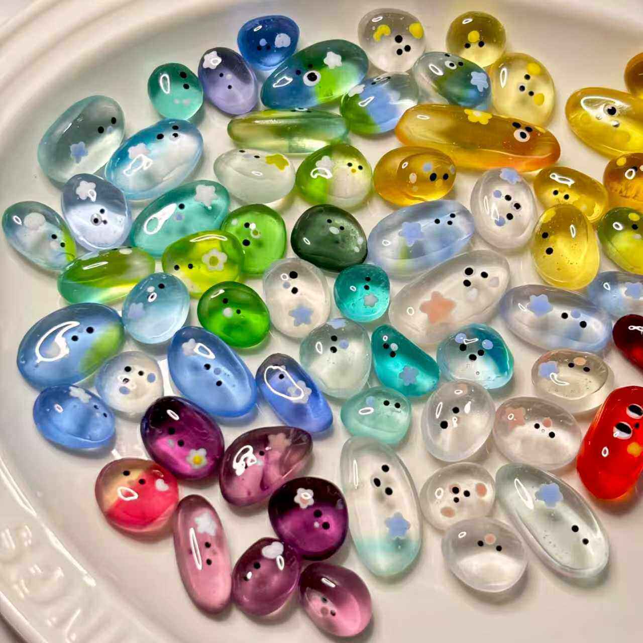 可爱彩色海玻璃手绘宠物小石头随心配创意儿童礼物桌面小宠物玩具 - 一只猫生活店出品